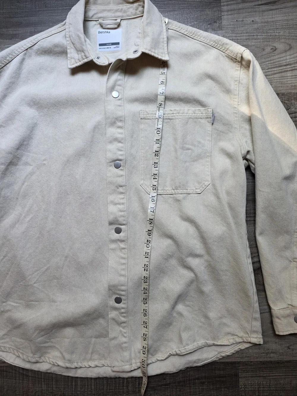 Bershka Men's Light Beige Button-Down Shacket